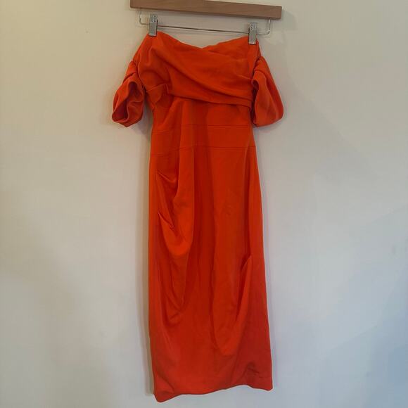 House of CB Orange Off-Shoulder Midi Dress - Picture 4 of 9